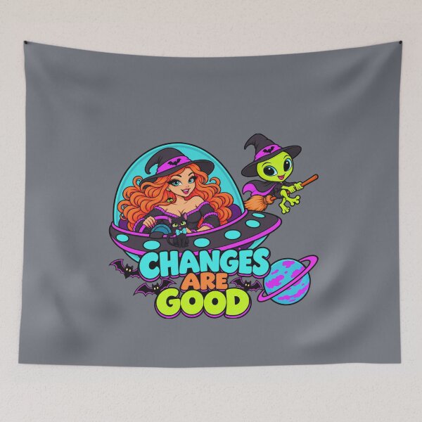 Item preview, Changes Are Good – Funny Witch Alien UFO Halloween designed and sold by Aimetoi.