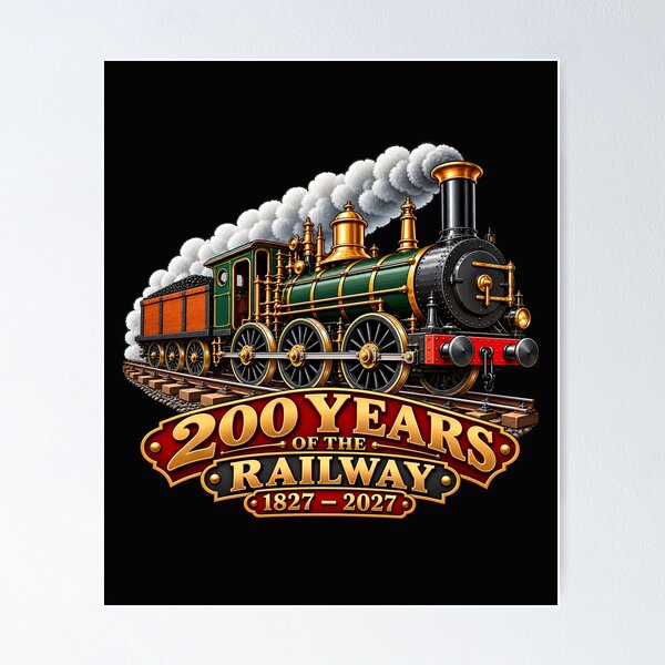 Item preview, 200 Years of the Railway 1827–2027 Vintage Steam Train Anniversary designed and sold by Genius Geek.