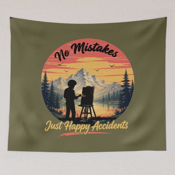 Item preview, Bob Ross "No Mistakes Just Happy Accidents" Vintage Sunset designed and sold by Karamram Studio.