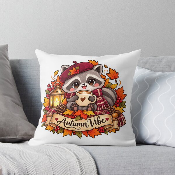 Item preview, Cute Cozy Autumn Vibe Raccoon Drinking Coffee Illustration designed and sold by ArtsAmaze.
