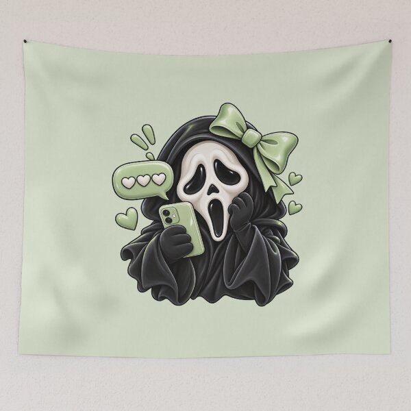 Item preview, Cute Spooky Ghost with Sage Green Bow designed and sold by DIB Designs – Express Your Style.