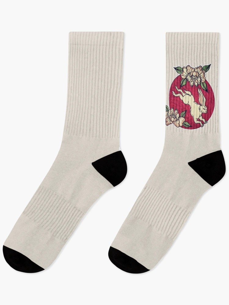 Thumbnail 1 of 5, Socks, Peonies & Rabbit designed and sold by ShellSpell.