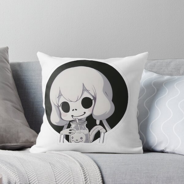 Item preview, Una chica de pelo blanco bebiendo de una botella con forma de rostro. designed and sold by For-Cat Studio.