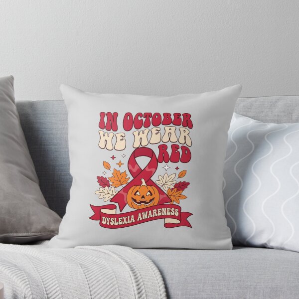 Item preview, In October We Wear Red Dyslexia Awareness Retro Ribbon Pumpkin Groovy Fall designed and sold by by-the-tree.