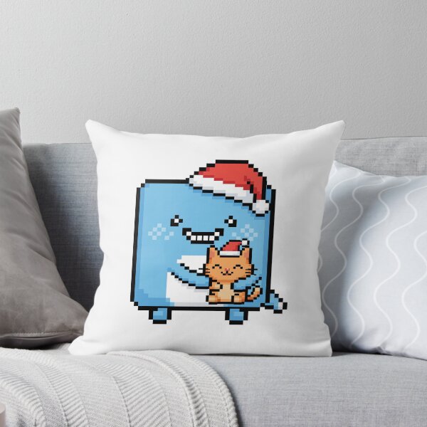 Item preview, Blubo Christmas Cat Hug - Cute Pixel Art Monster Hugging a Kitten in Santa Hats designed and sold by BLUBO~.