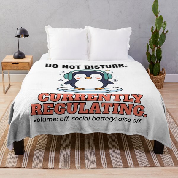 Item preview, Penguin With Headphones Autism Humor: Do Not Disturb Regulating Now designed and sold by Osmose-Studio.