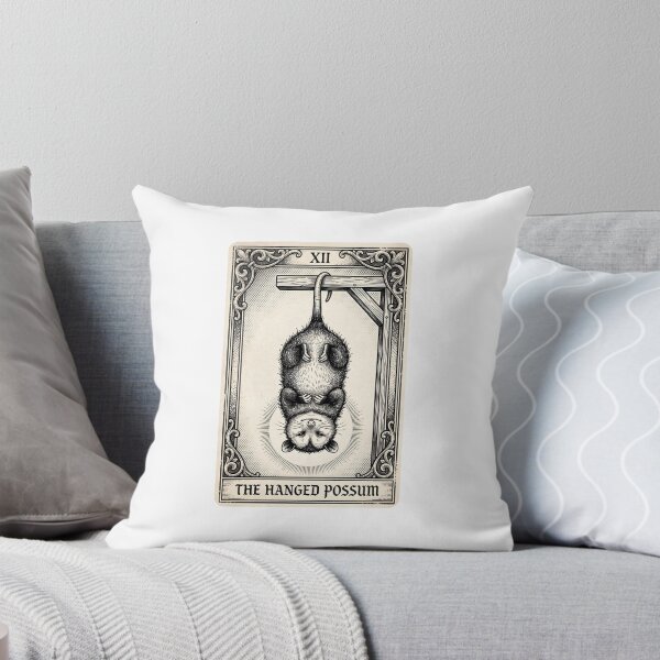 Item preview, The Hanged Opossum Tarot Card Funny Not My Circus Vintage Woodcut Sticker designed and sold by Thuzito.