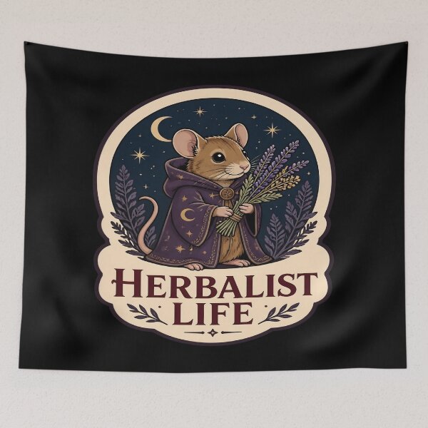 Item preview, Herbalist Life Funny Cottagecore Wizard Mouse Lavender designed and sold by PozivoPlus.