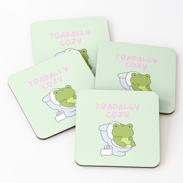Item preview, Toad-ally Cozy - Cute Frog Sitting on a Toilet Bowl designed and sold by ZenReiArt.