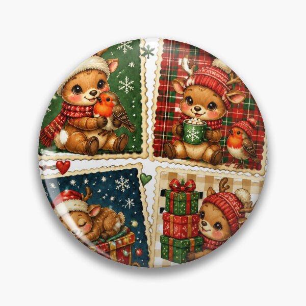 Item preview, Vintage Christmas Reindeer Stamps Cute Retro Holiday designed and sold by Mnyus shop.