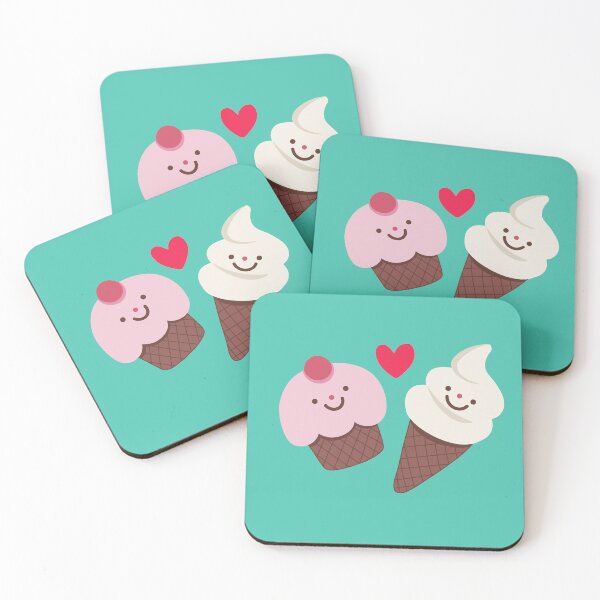 Item preview, Cute Cupcake and Ice Cream Heart Doodle, Kawaii Dessert Art designed and sold by NushesWorld.