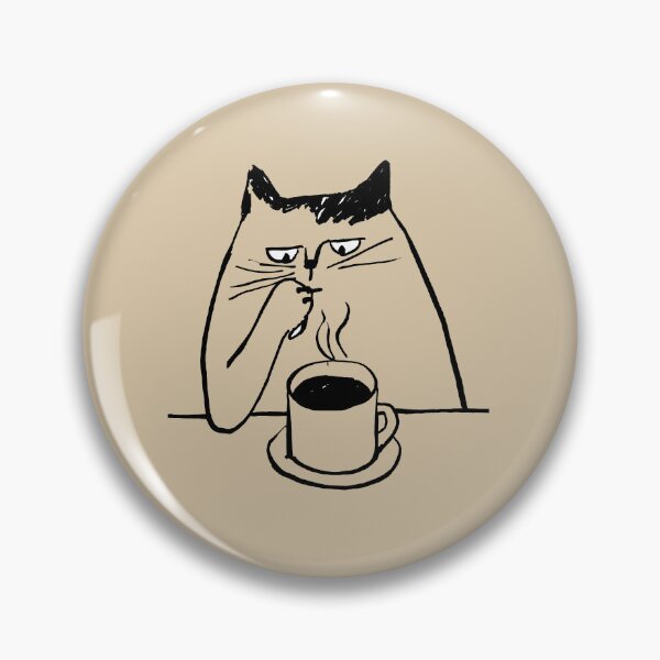 Item preview, Grumpy Cat Drinking Coffee Minimalist Black and White Art designed and sold by peterdesigns.