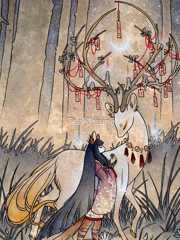 The Wish - Kitsune Fox Deer Yokai by TeaKitsune