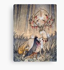 The Wish - Kitsune Fox Deer Yokai Canvas Print