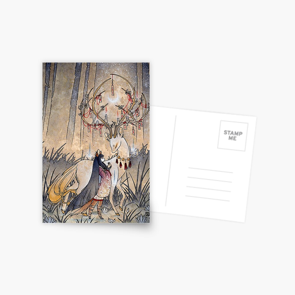 The Wish - TeaKitsune Fox Yokai Postcard