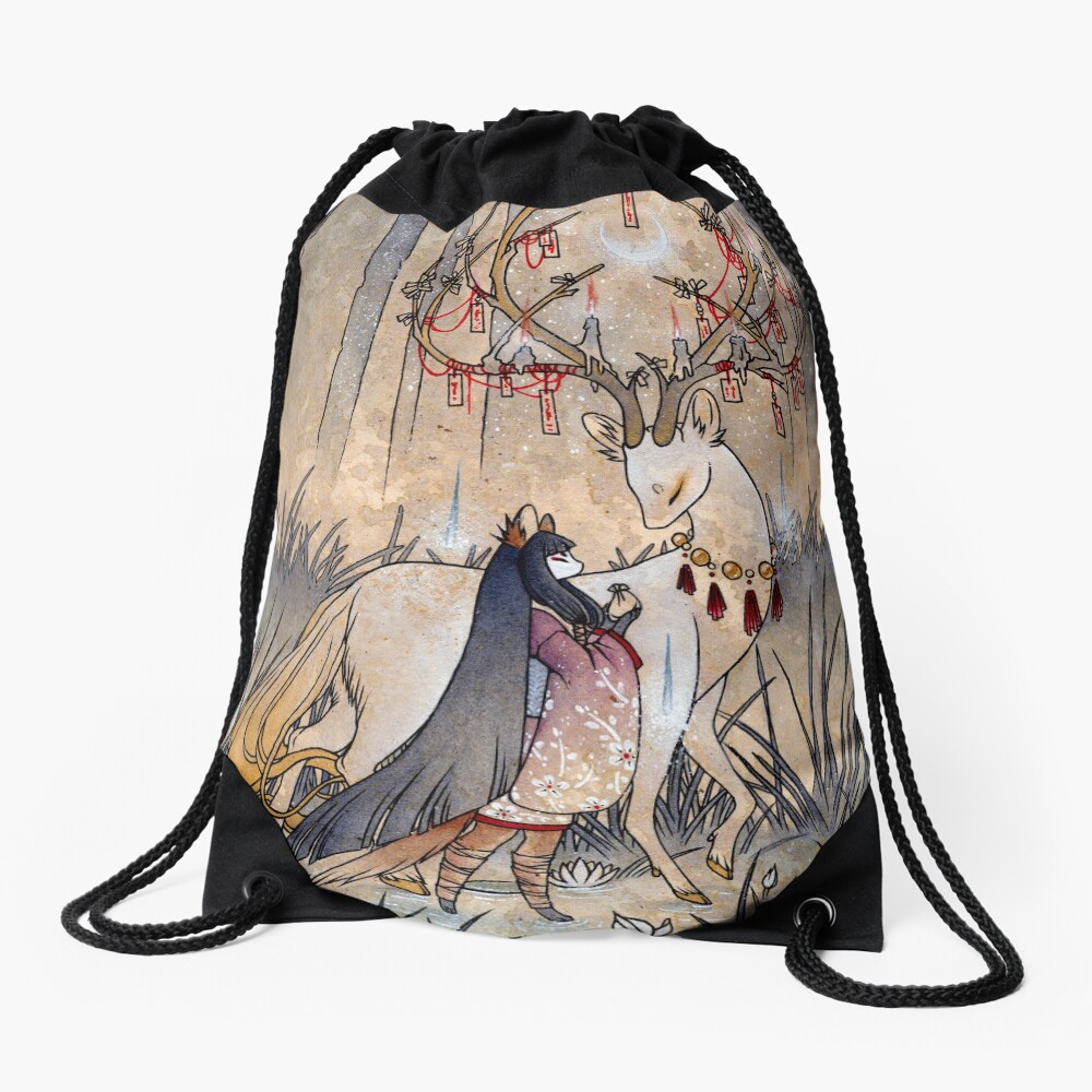 The Wish - TeaKitsune Fox Yokai Drawstring Bag
