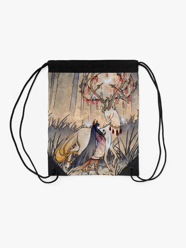 Alternate view of The Wish - TeaKitsune Fox Yokai Drawstring Bag