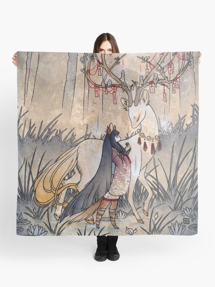 Thumbnail 1 of 3, Scarf, The Wish - TeaKitsune Fox Yokai designed and sold by TeaKitsune.