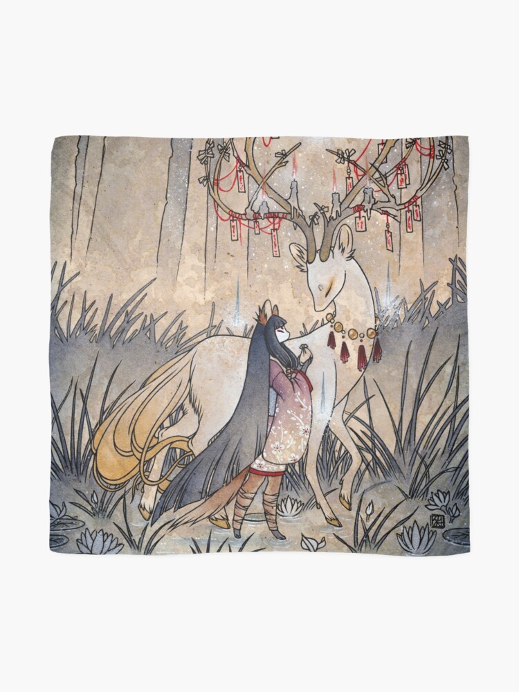 Thumbnail 2 of 3, Scarf, The Wish - TeaKitsune Fox Yokai designed and sold by TeaKitsune.