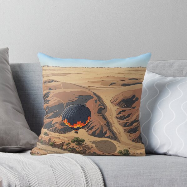 Item preview, Hot air balloon flight over desert canyons Sossusvlei Namibia Retro Vintage Travel Poster designed and sold by strandbar.
