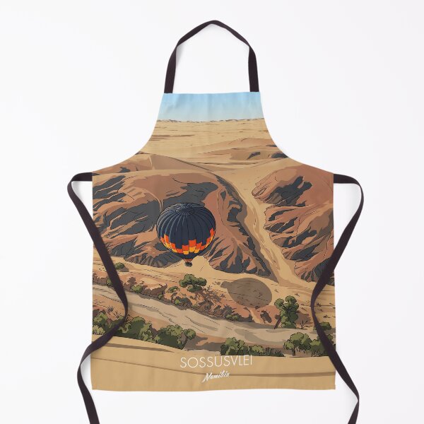 Item preview, Hot air balloon flight over desert canyons Sossusvlei Namibia Retro Vintage Travel Poster designed and sold by strandbar.