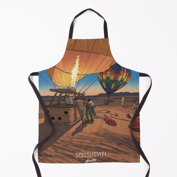 Item preview, Hot air balloon sunrise Sossusvlei Namibia Retro vintage travel poster designed and sold by strandbar.