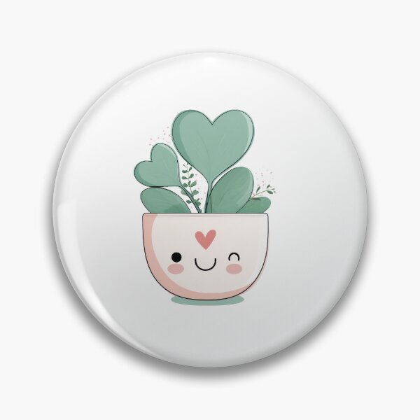 Item preview, Growing Love – Cute Heart Leaf Plant in Pink Pot designed and sold by ArtFairy38.