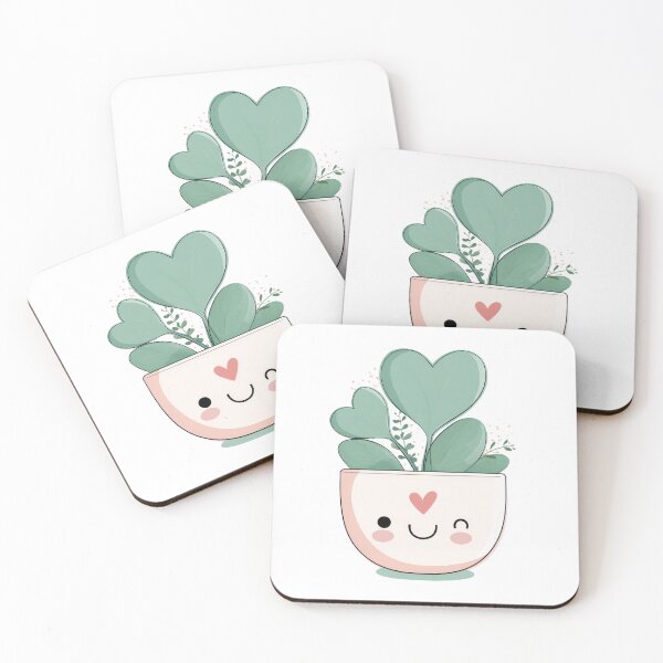 Item preview, Growing Love – Cute Heart Leaf Plant in Pink Pot designed and sold by ArtFairy38.