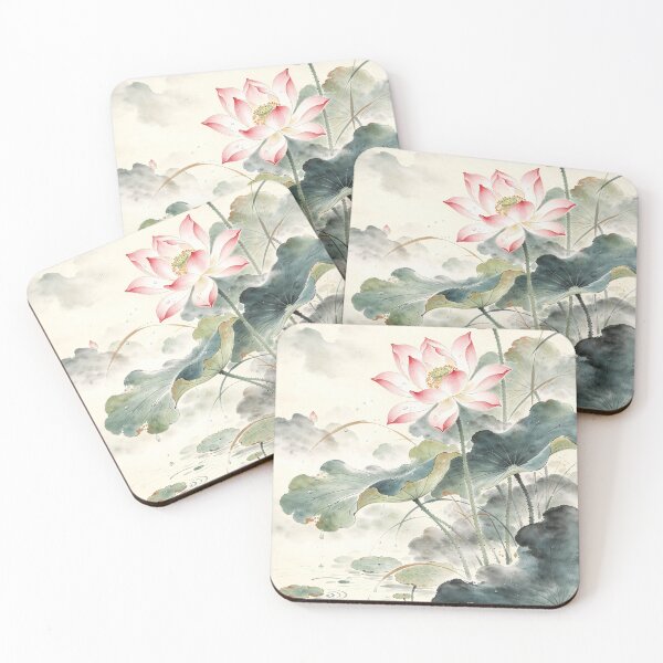 Item preview,  Sacred Lotus in Mist — Watercolor and China Ink designed and sold by EduMaru_Arts.