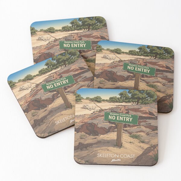 Item preview, Skeleton Coast Skeleton Coast Park No Entry Sign Namibia Retro Vintage Travel Poster designed and sold by strandbar.