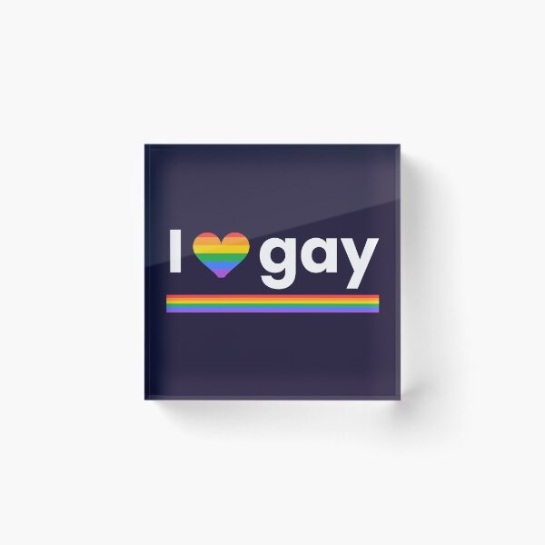 Item preview, I Love Gay — White Text for Dark Colours Rainbow Heart Pride LGBTQ designed and sold by Off Beat Tee Hut.