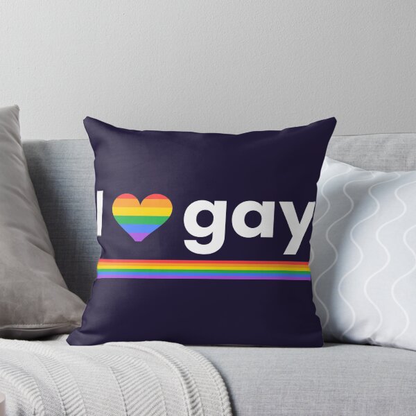 Item preview, I Love Gay — White Text for Dark Colours Rainbow Heart Pride LGBTQ designed and sold by Off Beat Tee Hut.