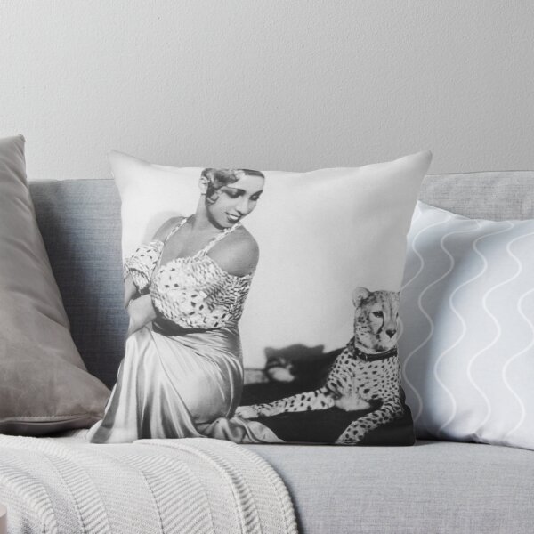 Item preview, Josephine Baker with her pet Cheetah Chiquita circa 1928 Paris vintage black and white photograph designed and sold by Astrid Arkhangelsky.