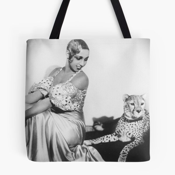 Item preview, Josephine Baker with her pet Cheetah Chiquita circa 1928 Paris vintage black and white photograph designed and sold by Astrid Arkhangelsky.