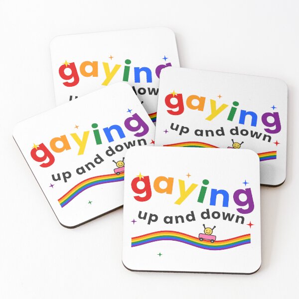 Item preview, Gaying Up and Down — Funny Rainbow Pride Roller Coaster Gay LGBTQ Slogan designed and sold by Off Beat Tee Hut.