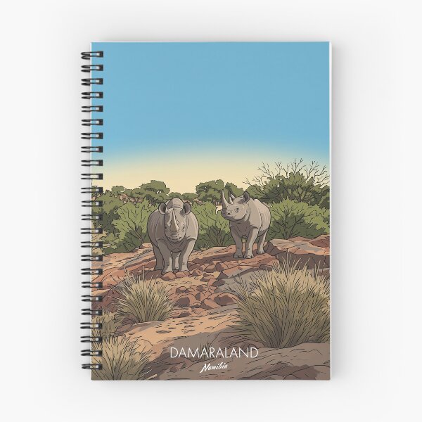 Item preview, Desert Rhinos Damaraland Namibia Wildlife Safari Retro Namibia Retro Vintage Travel Poster designed and sold by strandbar.