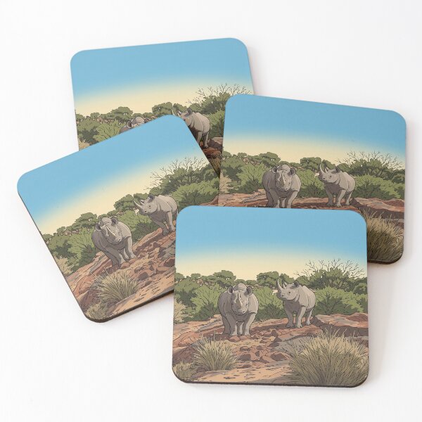 Item preview, Desert Rhinos Damaraland Namibia Wildlife Safari Retro Namibia Retro Vintage Travel Poster designed and sold by strandbar.