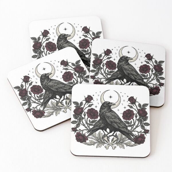 Item preview, Dark Gothic Raven & Burgundy Roses designed and sold by YounexxART.
