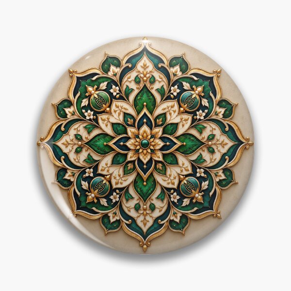 Item preview, Elegant Green and Gold Floral Mandala – Ornamental Geometric Art designed and sold by dreamybyana.