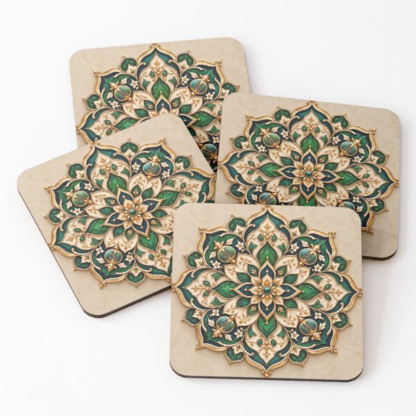 Item preview, Elegant Green and Gold Floral Mandala – Ornamental Geometric Art designed and sold by dreamybyana.