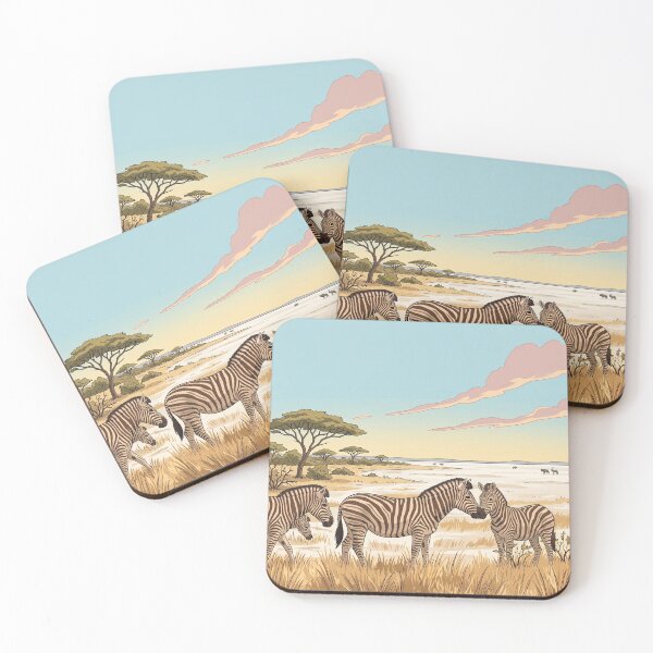 Item preview, Zebras at the Great Salt Pan Etosha National Park Namibia Retro Vintage Travel Poster designed and sold by strandbar.