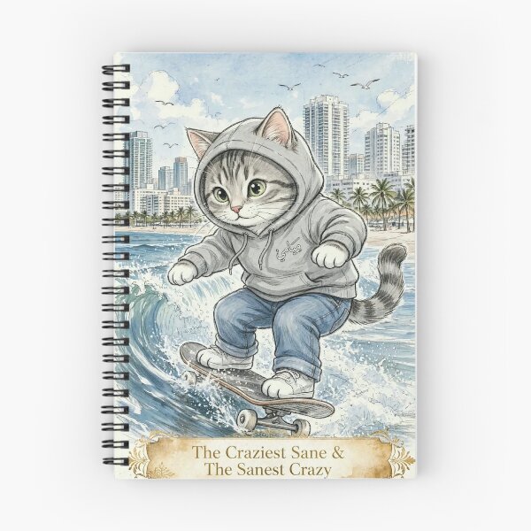 Item preview, Miami Surf Cat - The Craziest Sane Skateboard Wave designed and sold by Ahmadhamroush.
