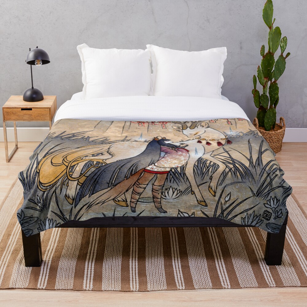 The Wish - TeaKitsune Fox Yokai Throw Blanket