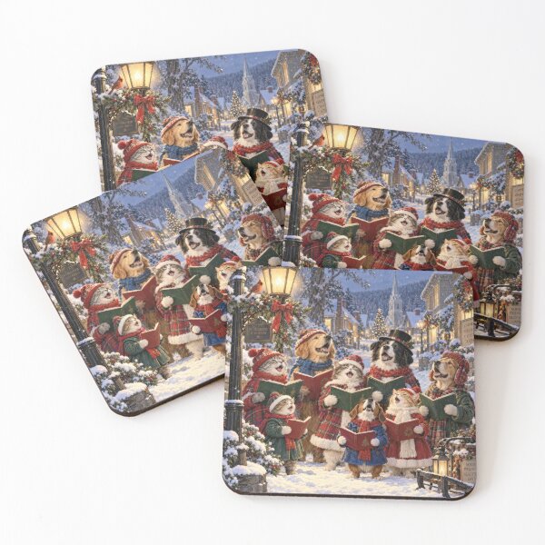 Item preview, Cats and Dogs Christmas Carolers Under Lamppost designed and sold by Maria Dryfhout.