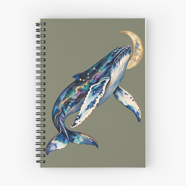 Item preview, Celestial Humpback Whale and Crescent Moon Watercolor designed and sold by  MAD's Recreation Studio.