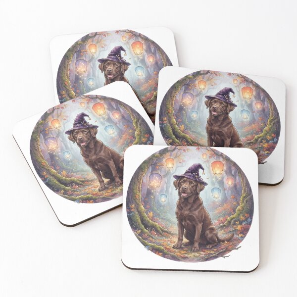 Item preview, Chocolate Labrador Wizard in Magic Forest - Autumn Fantasy designed and sold by Goodthingstree.