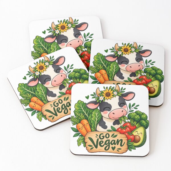 Item preview, Cute Watercolor Cow Go Vegan Vegetables designed and sold by JrNergal.