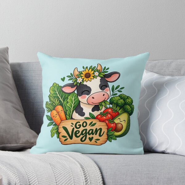 Item preview, Cute Watercolor Cow Go Vegan Vegetables designed and sold by JrNergal.