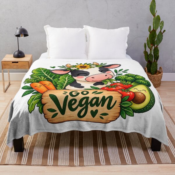 Item preview, Cute Watercolor Cow Go Vegan Vegetables designed and sold by JrNergal.