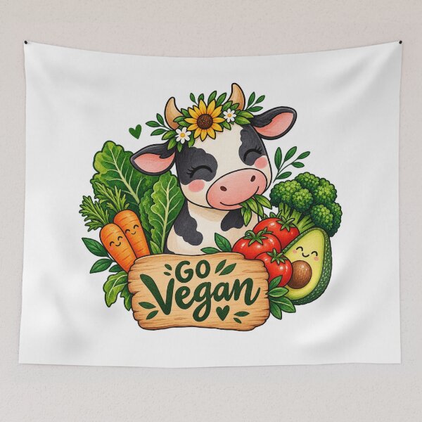 Item preview, Cute Watercolor Cow Go Vegan Vegetables designed and sold by JrNergal.